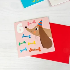 Birthday card - Dog and bones SIX