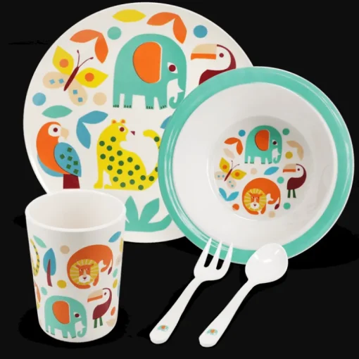 Children's melamine dinner set (5 pieces) - Wild Wonders