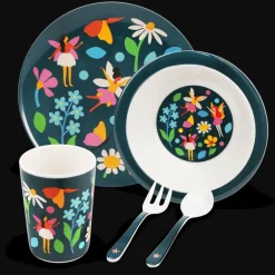 Children's melamine dinner set (5 pieces) - Fairies in the Garden
