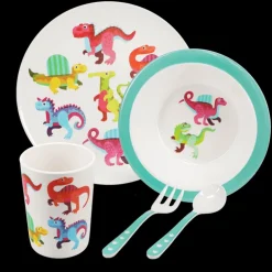 Children's melamine dinner set (5 pieces) - Baby Dinos