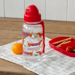 Children's water bottle with straw 500ml - Sausage Dog