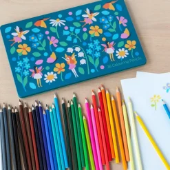 36 colouring pencils in a tin - Fairies in the Garden