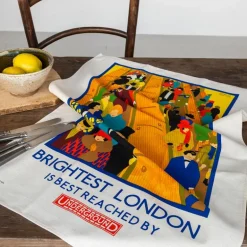 Cotton tea towel - TfL Vintage Poster "Brightest London"