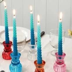Dip dye spiral candles (set of 4) - Blue