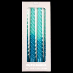 Dip dye spiral candles (set of 4) - Blue