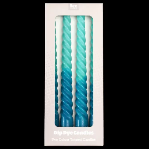 Dip dye spiral candles (set of 4) - Blue