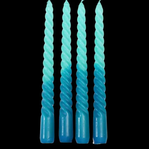 Dip dye spiral candles (set of 4) - Blue