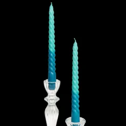 Dip dye spiral candles (set of 4) - Blue