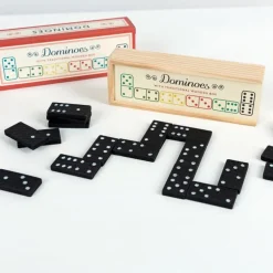 Dominoes in a wooden box