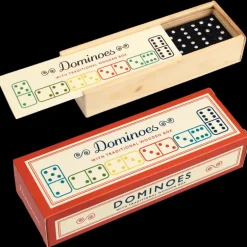 Dominoes in a wooden box