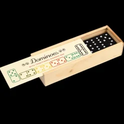 Dominoes in a wooden box