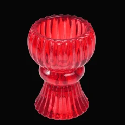Double ended glass candle holder - Red