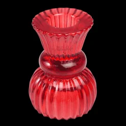 Double ended glass candle holder - Red