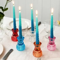 Double ended glass candle holder - Red