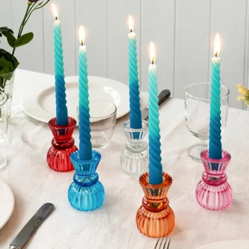 Double ended glass candle holder - Red
