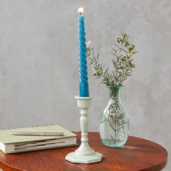 Enamel candlestick (13cm) - Light grey