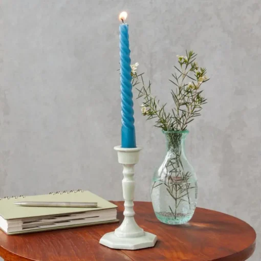 Enamel candlestick (13cm) - Light grey