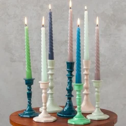 Enamel candlestick (13cm) - Light grey