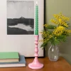 Enamel candlestick (19cm) - Pink