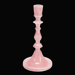Enamel candlestick (19cm) - Pink