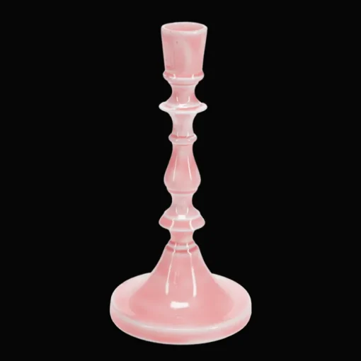 Enamel candlestick (19cm) - Pink