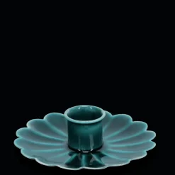 Enamel flat flower candle holder - Blue