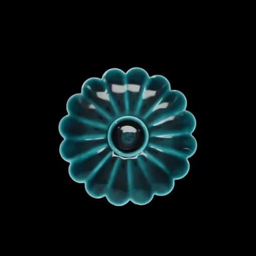 Enamel flat flower candle holder - Blue