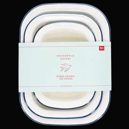 Enamel pie dishes (set of 3) - Blue