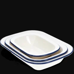 Enamel pie dishes (set of 3) - Blue