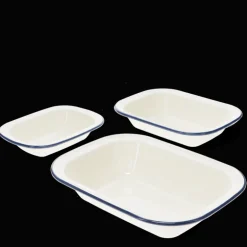Enamel pie dishes (set of 3) - Blue