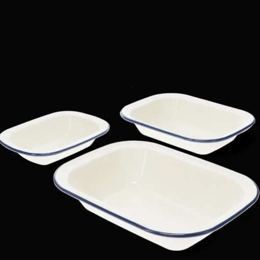 Enamel pie dishes (set of 3) - Blue