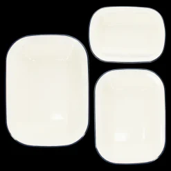 Enamel pie dishes (set of 3) - Blue