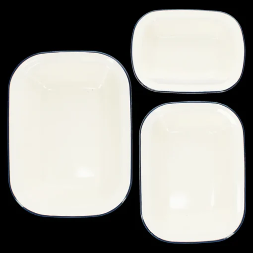 Enamel pie dishes (set of 3) - Blue