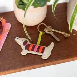 Faux leather keyring - Sausage Dog