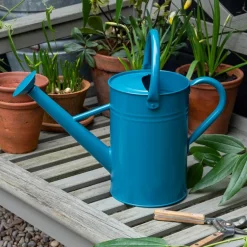 Galvanised steel watering can 4.5L - Blue