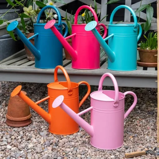 Galvanised steel watering can 4.5L - Blue