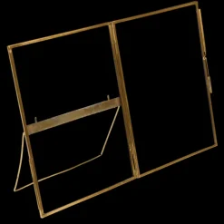 Glass and brass metal standing frame (18 x 13cm)