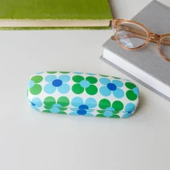 Glasses case & cleaning cloth - Blue and green Daisy