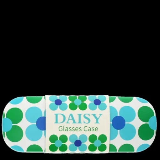 Glasses case & cleaning cloth - Blue and green Daisy