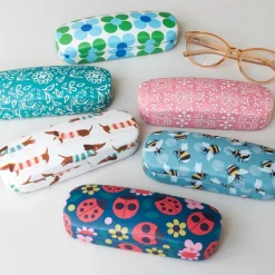 Glasses case & cleaning cloth - Blue and green Daisy