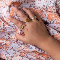 Glitter rings (set of 3) - Star, rainbow & moon