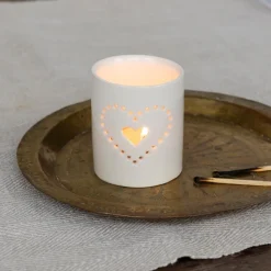 Glossy ceramic tealight holder - Heart