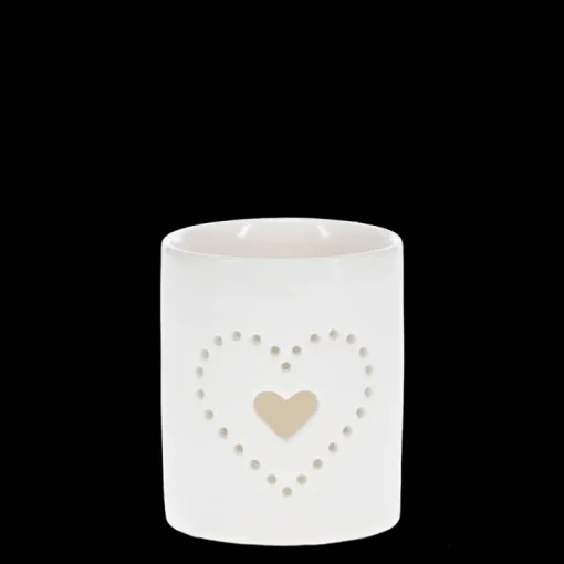 Glossy ceramic tealight holder - Heart