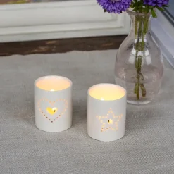 Glossy ceramic tealight holder - Heart