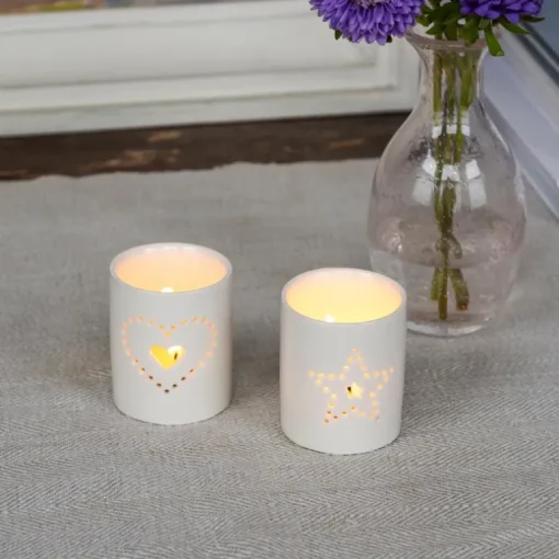 Glossy ceramic tealight holder - Heart