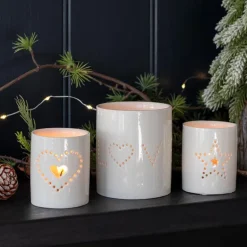 Glossy ceramic tealight holder - Heart