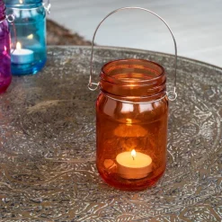 Jam jar tealight holder - Orange