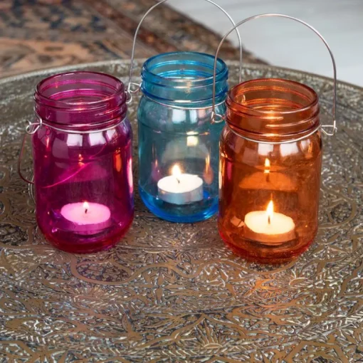 Jam jar tealight holder - Orange