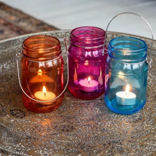 Jam jar tealight holder - Orange