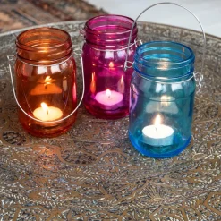 Jam jar tealight holder - Orange